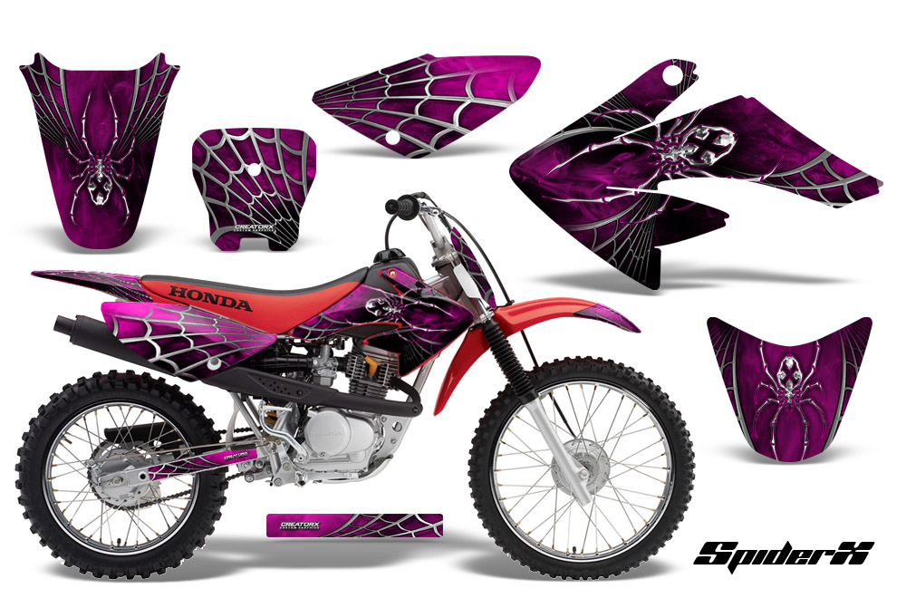 CRF 70-80-100 Graphics Kit SpiderX Pink on Red plastics